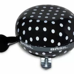 BASIL Ringklokke BIG BELL Polkadot Sort/Hvid 80mm